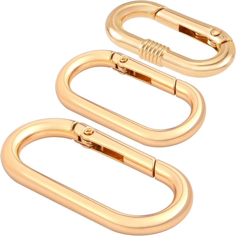 STSTR 3pcs Oval Spring Ring Clips, Metal Keyring Purse Clip, Heavy Duty Opening O Ring Carabiner for Keychains,Backpacks, Keys - Image 1